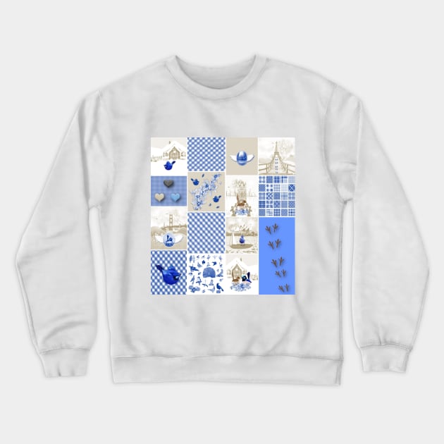 Bird Lovers Patchwork Pattern Crewneck Sweatshirt by KC Morcom aka KCM Gems n Bling aka KCM Inspirations